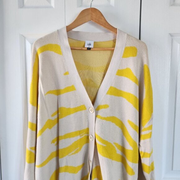 Cabi Roar Cardigan Yellow/Ivory Oversized Boyfriend Cardigan #5836 - Picture 7 of 8